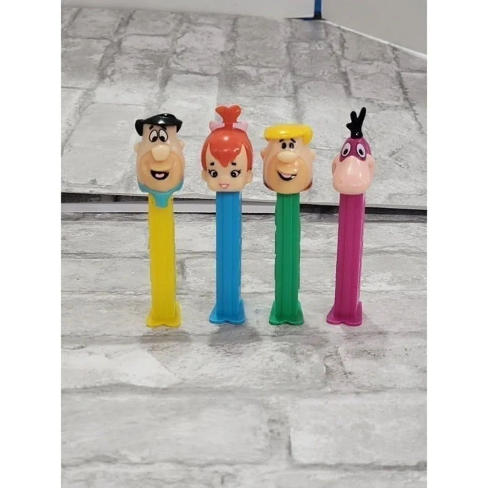 Vintage Flinstones Pez Candy Dispensers, Set of 4, made in Slovenia, Dino, Fred,